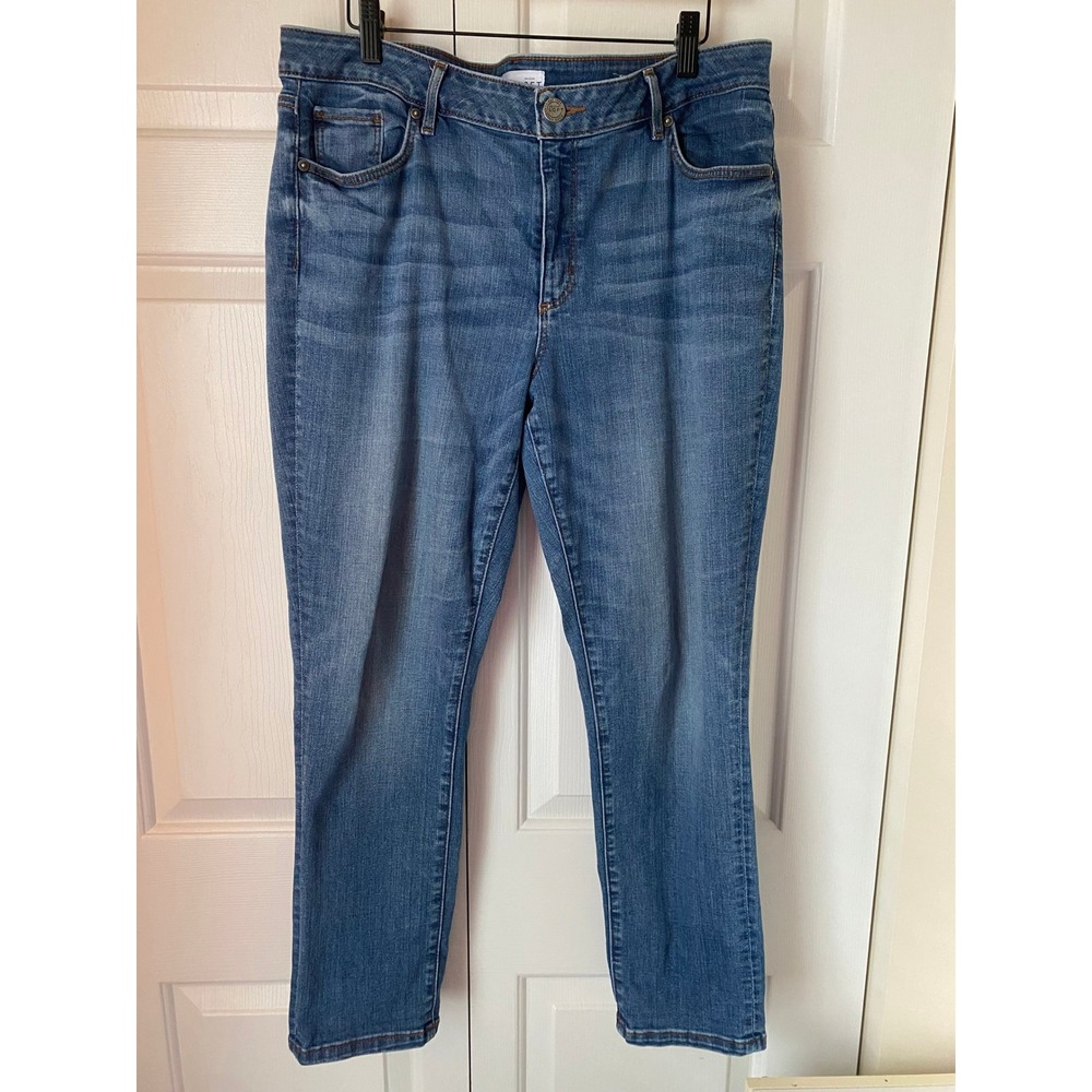 Loft Womens Curvy Skinny Crop Jeans Medium Wash 14/32‎ Casual Staple Classic